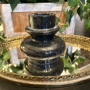 Elegant black marble candlestick holder decor
